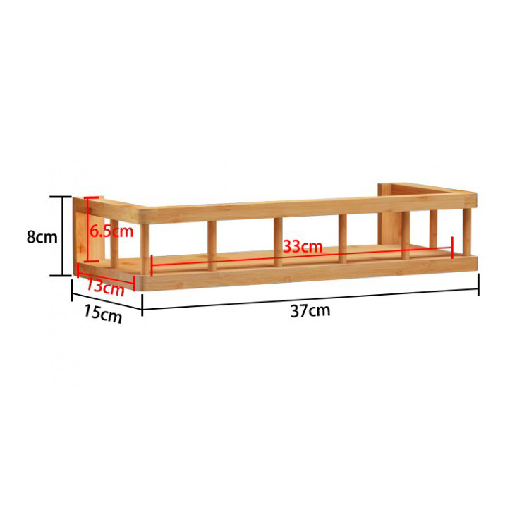 Giá kệ gỗ tre đa năng treo tường nhà bếp hay phòng tắm phòng khách đều được,bằng gỗ tre,Kích thước 37 x 15 x 8 cm,màu vàng Tre nguyên bản,Chống mối mọt cong vênh - Giá kệ gỗ tre treo tường