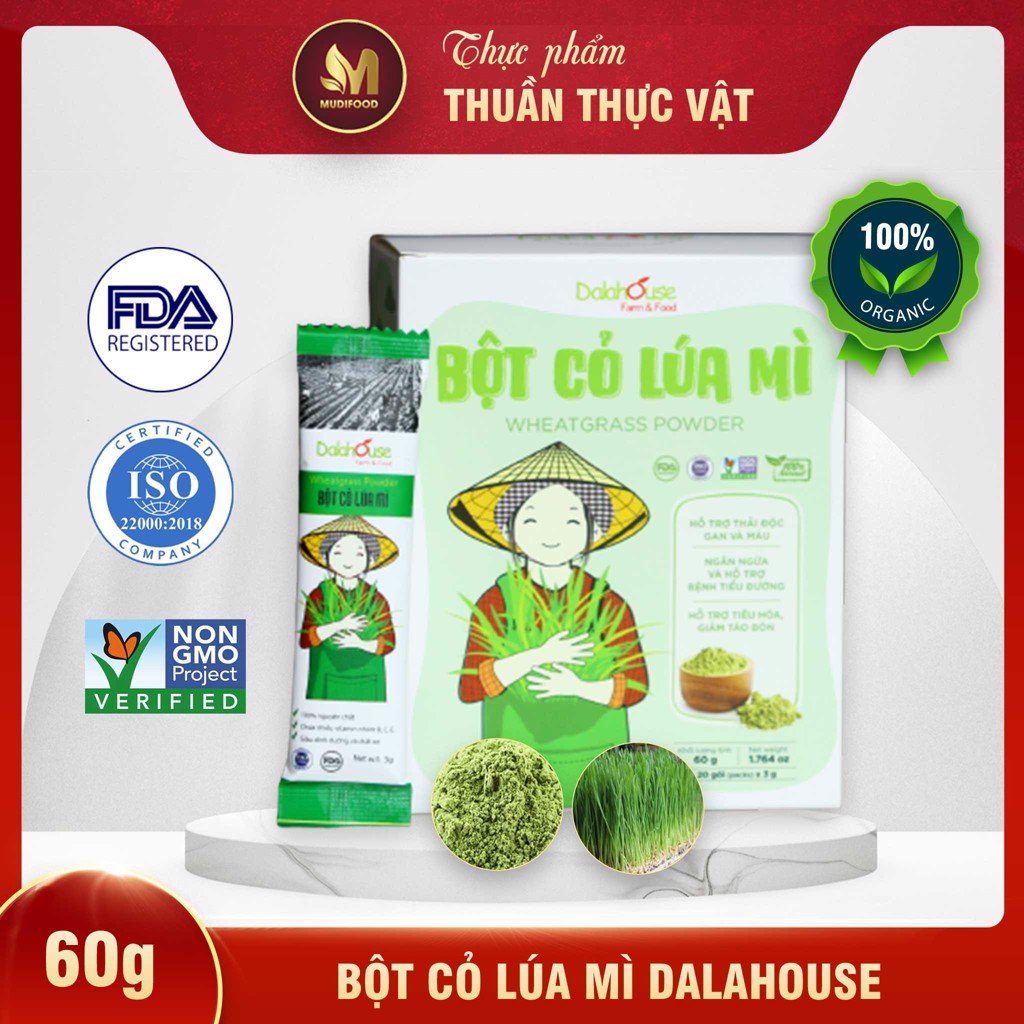 Bột Cỏ Lúa Mì Hữu Cơ Nguyên Chất Sấy Lạnh Dalahouse - Ngăn Ngừa Tiểu Đường, Phòng Ngừa Thiếu Máu, Máu Nhiễm Mỡ, Thanh Lọc Gan và Dạ Dày, Giảm Cân, Hỗ Trợ Điều Trị Viêm Loét Dạ Dày, Giảm Táo Bón, Hỗ Trợ Tiêu Hóa