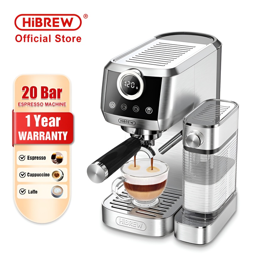 Máy pha cà phê Espresso bán tự động Espresso, Latte, Cappuccino thương hiệu Mỹ cao cấp HiBREW H13A - Hàng Nhập Khẩu