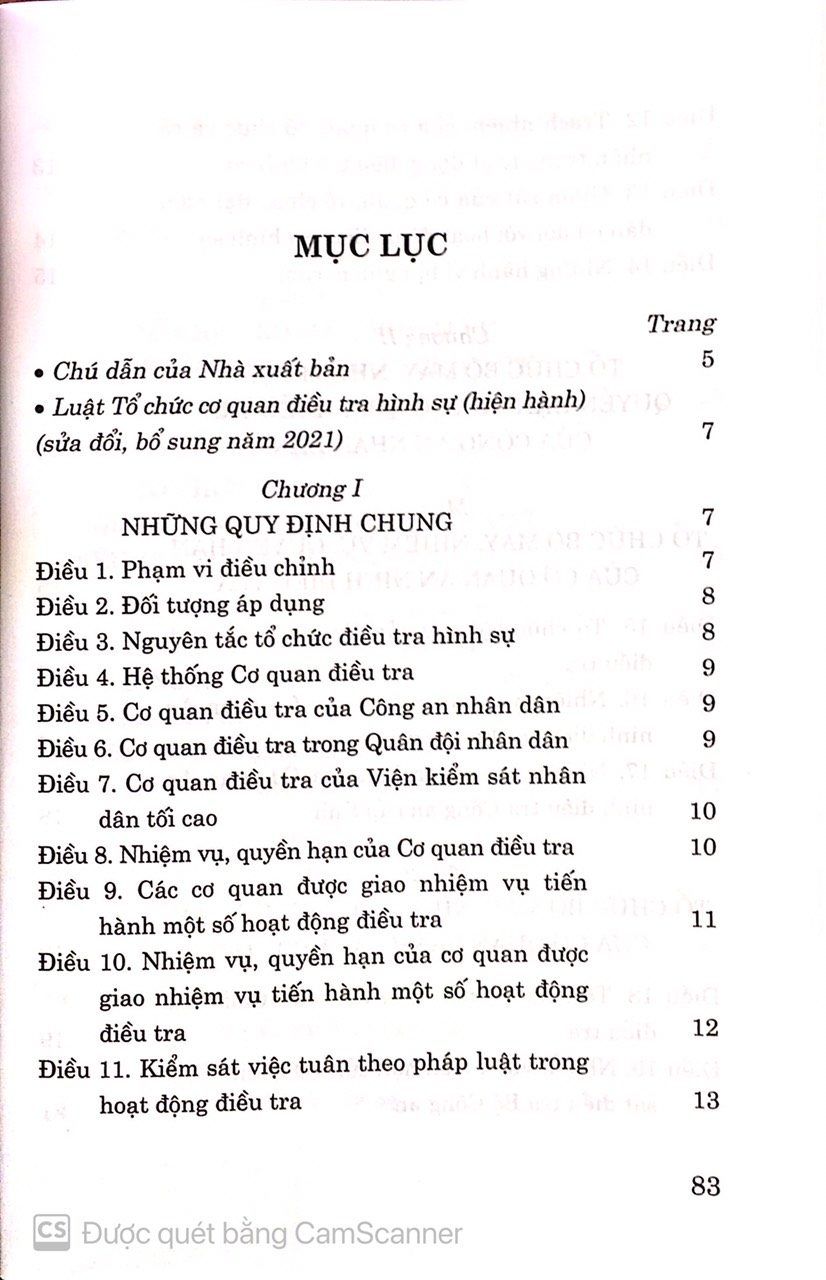 Luật tổ chức cơ quan điều tra hình sự ( Hiện hành ) ( sửa đổi, bổ sung năm 2021 )