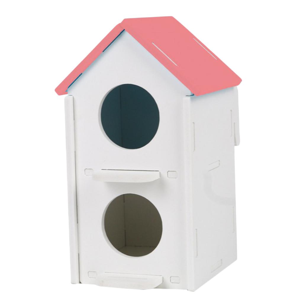 2x Pet Wood Breeding Nesting Bird Cage Box Nest House Hut for Parrot Birds Pink