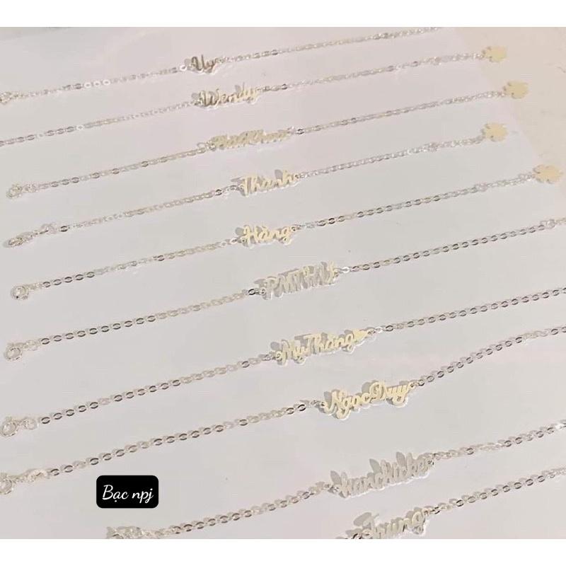 Lắc tay bạc nữ ,Vòng tay khắc tên THEO YÊU CẦU mang phong cách , cá tính riêng, Bạc Ta - Bạc Npj