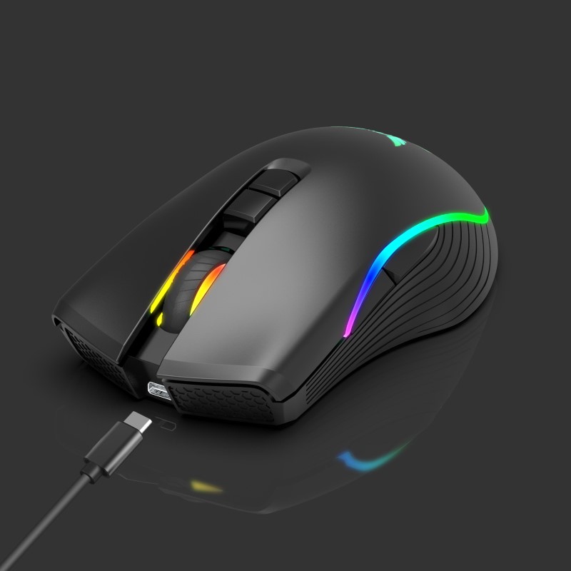 Chuột Không Dây Pin sạc T26 Gaming led RGB Cổng sạc TypeC chống mỏi cổ tay cho máy tính laptop