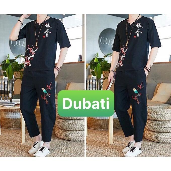 ĐỒ BỘ THỂ THAO HOA ĐÀO, ĐỒ BỘ THỂ THAO NAM, CHẤT VẢI MỀM MỊN THOÁNG MÁT SANG CHẢNH NEW- DUBATI FASHION
