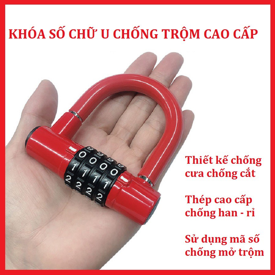 Ổ Khóa 4 Số Có Đổi Mã Chữ U Loại Cao Cấp