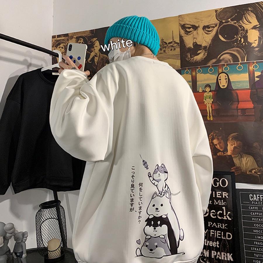 Áo dài tay Mèo Lưng NỈ BÔNG Unisex Phong Boutique Basic Sweater Ulzzang cặp đôi nam nữ form rộng oversize Hàn Quốc