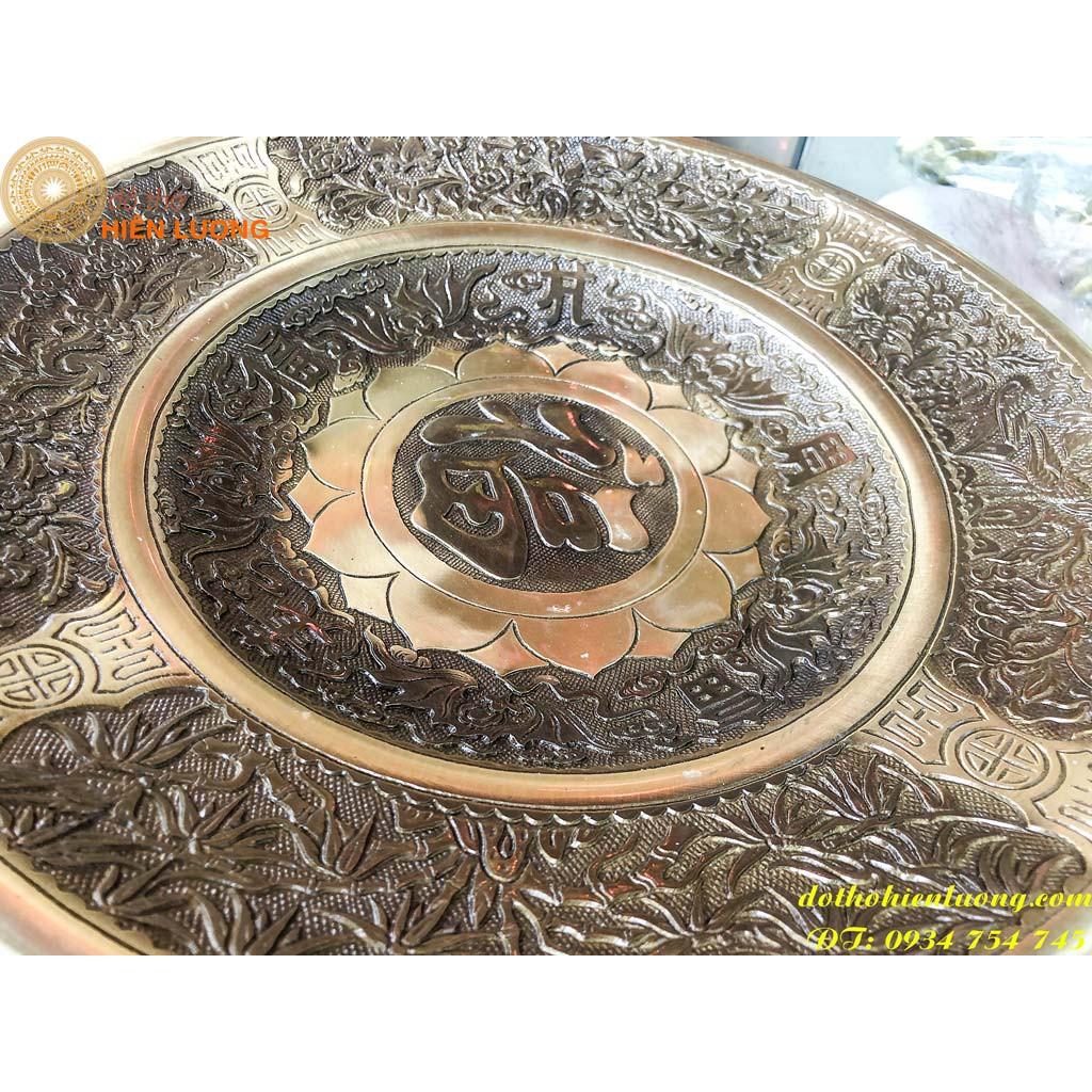 Mâm Bồng Chữ Phúc Màu Giả Cổ 37cm - Đĩa Hoa Quả