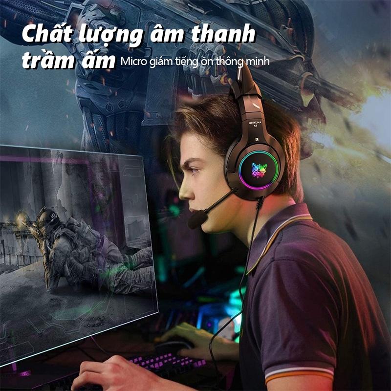 ONIKUMA K9 Tai nghe game màu đen micro kèm giảm tiếng ồn thích hợp cho máy tính xách tay chơi game nặng âm trầm