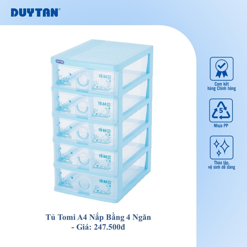 Tủ nhựa DUY TÂN A4 nắp bằng 5 ngăn (26 x 34.2 x 51 cm) - 53432