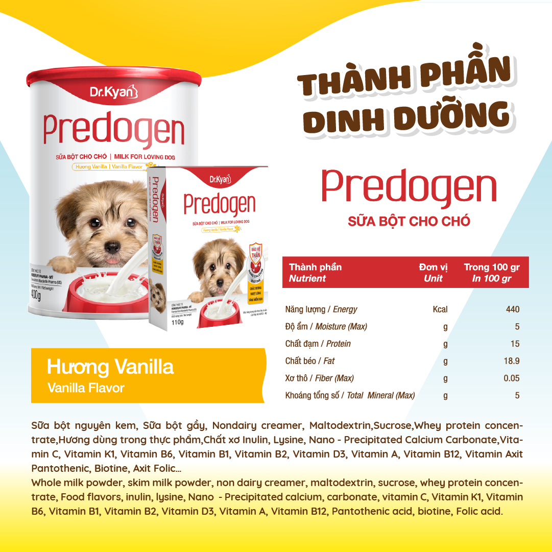 Dr.Kyan - Sữa bột PREDOGEN cho chó lon 400g