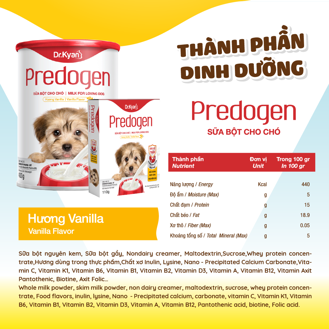 Dr.Kyan - Sữa bột PREDOGEN cho chó hộp 110g