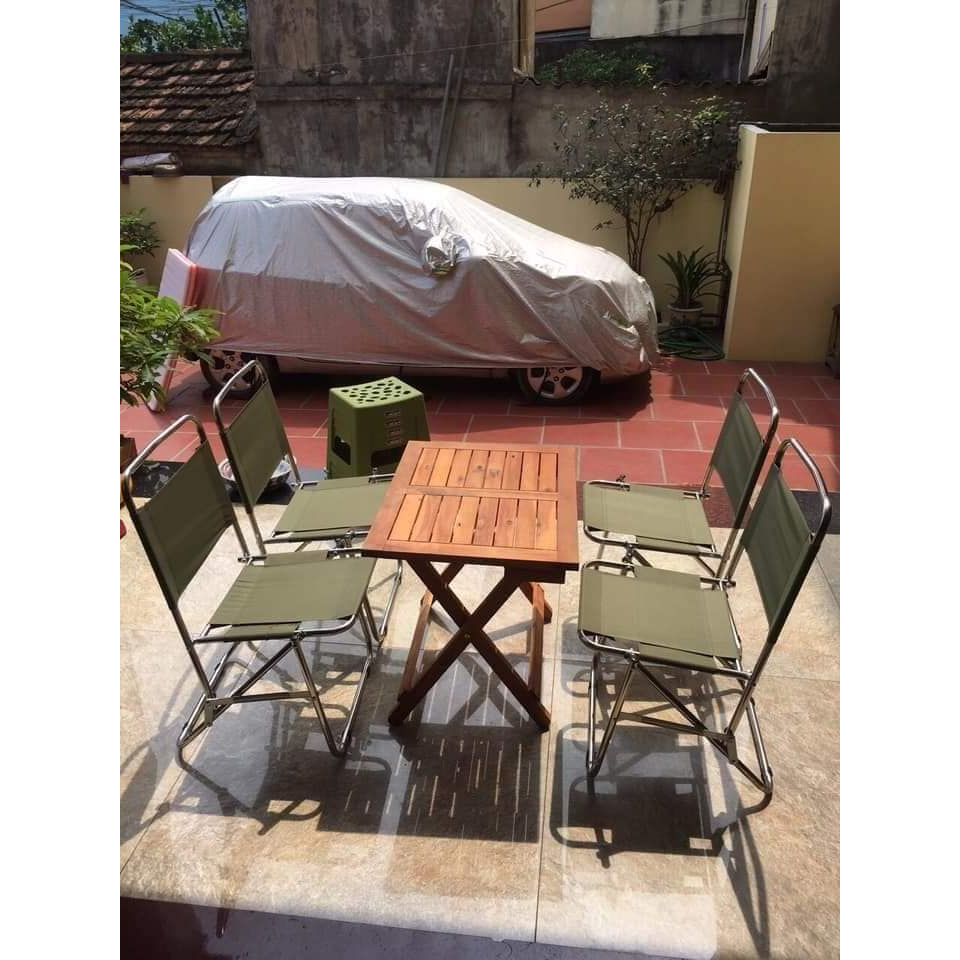 Ghế Xếp INOX Vải Dù Cho Quán Trà Chanh, Cafe Vỉa Hè, Câu Cá