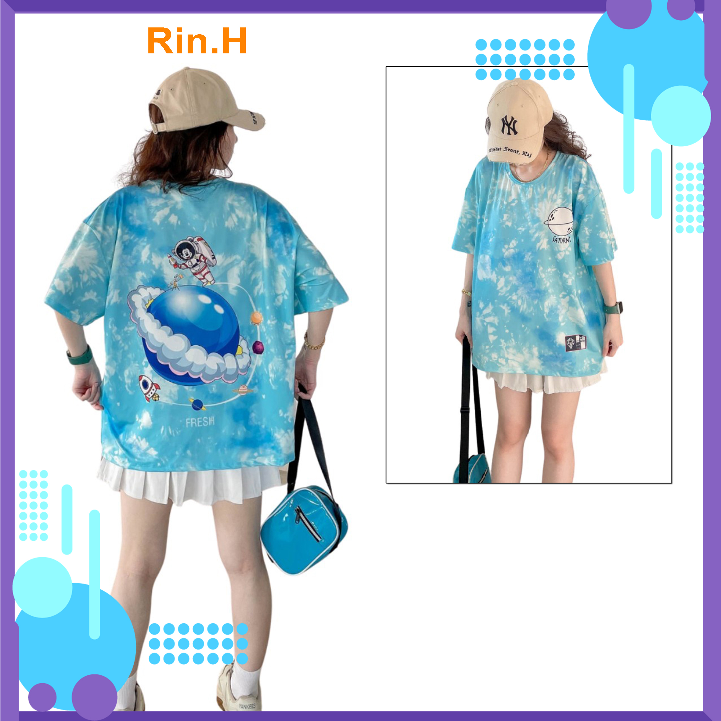 Áo thun loang tay lỡ Unisex form rộng thời trang nam nữ - Rin.H