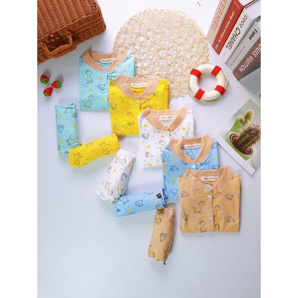 Bộ dài tay thun lạnh Nút Cài Giữa hươu cao cỏ Minky Mom cho bé trai bé gái từ 7-19kg