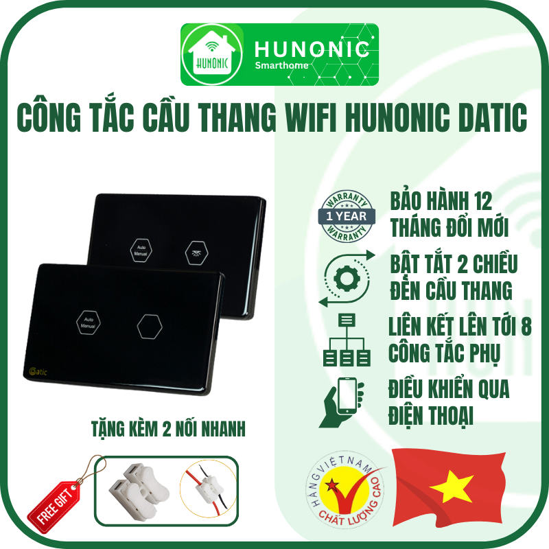 Hunonic Công Tắc Cầu Thang điều khiển bằng Wifi Datic