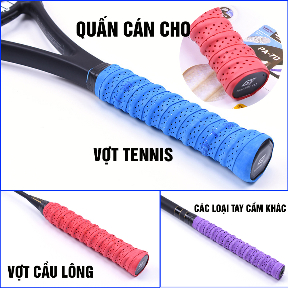 Quấn cán vợt Tennis, Cầu lông có gân chống xoay vợt, thấm hút mồ hôi Minh House