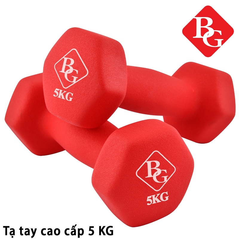Bộ 2 Tạ Tay Lõi Sắt Bọc Cao Su, Tạ Tập Tay Cao Su 1Kg 2Kg 3Kg 4Kg 5Kg Bg Hàng Nhập Khẩu - Đỏ - Bộ 02 Tạ Tay 5Kg