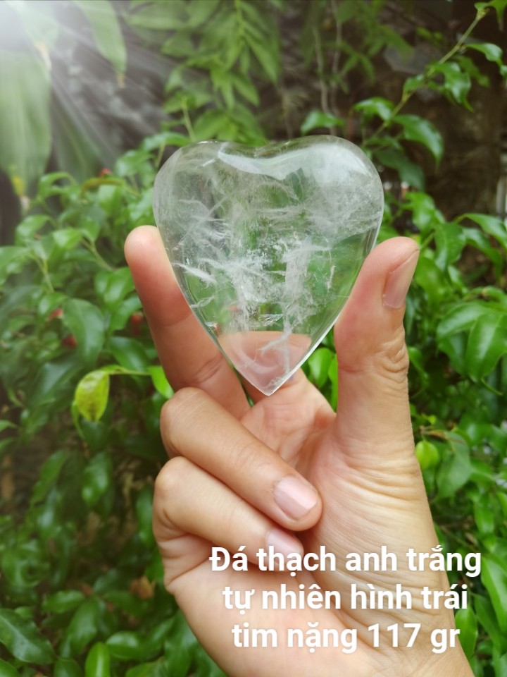 Trái Tim Đá Thach Anh Trắng, Đá Trang Trí, Sưu Tầm, Chặn Giấy - Đá Phong Thủy