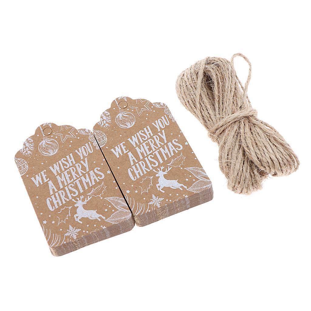100pcs Set Christmas Kraft Paper Labels Christmas Hanging Gift Tags