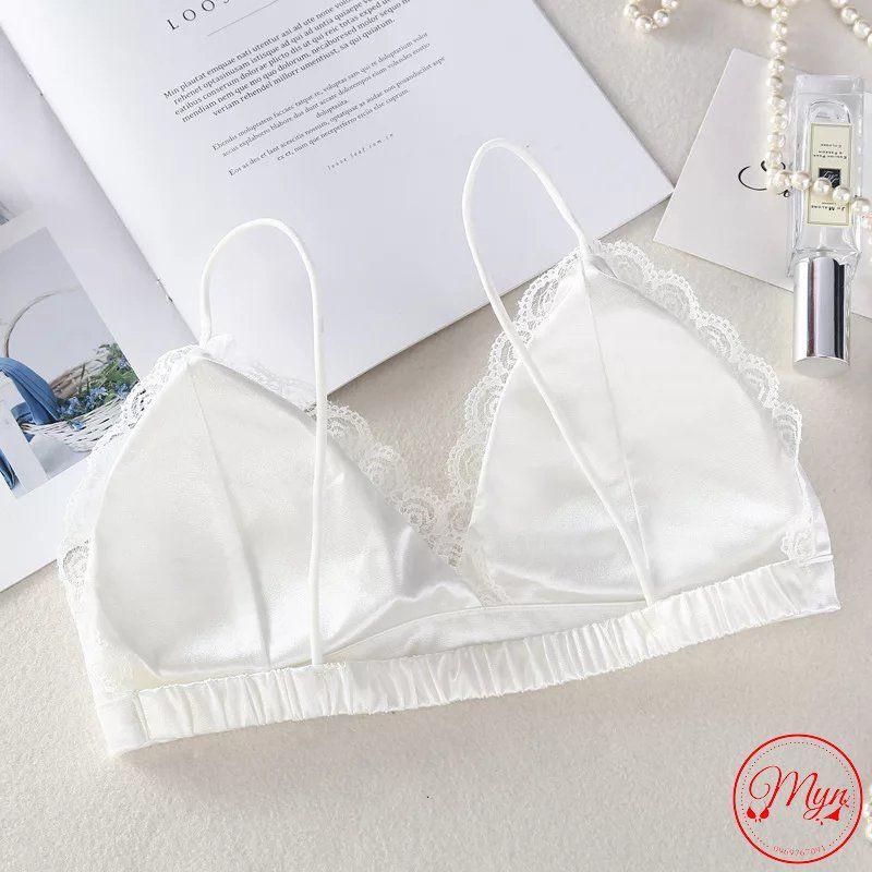 Áo bra phi lụa dây mảnh viền ren sexy