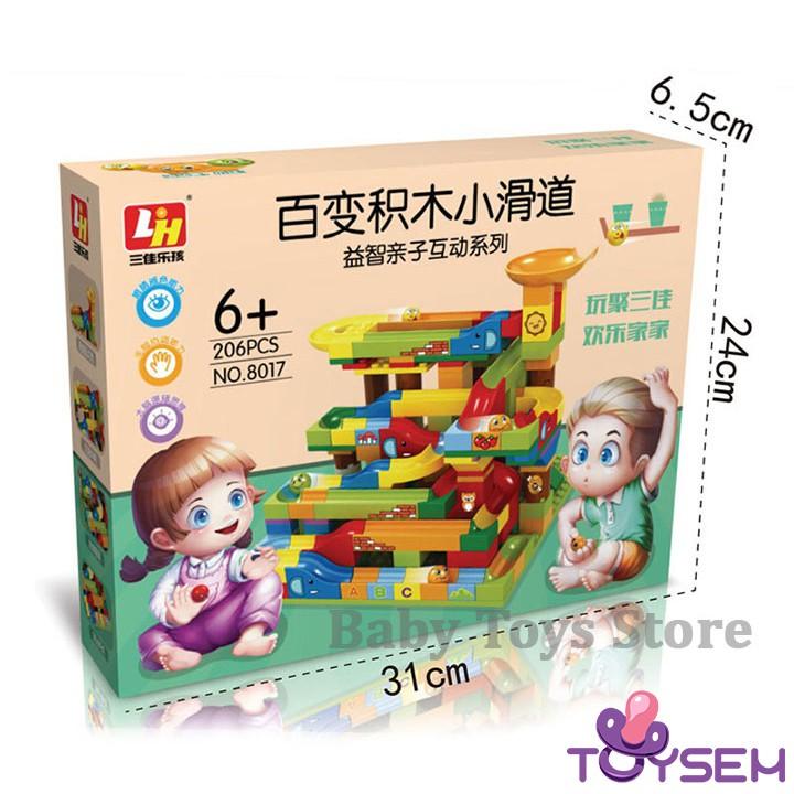 Đồ chơi lắp ráp mô hình cầu trượt thả bi 206 chi tiết JS8017 - Quà tặng sinh nhật cho bé đồ chơi xếp hình