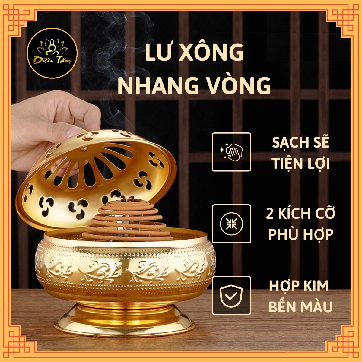 Lư xông trầm hương nhang trầm vòng đồ thờ cúng Diệu Tâm