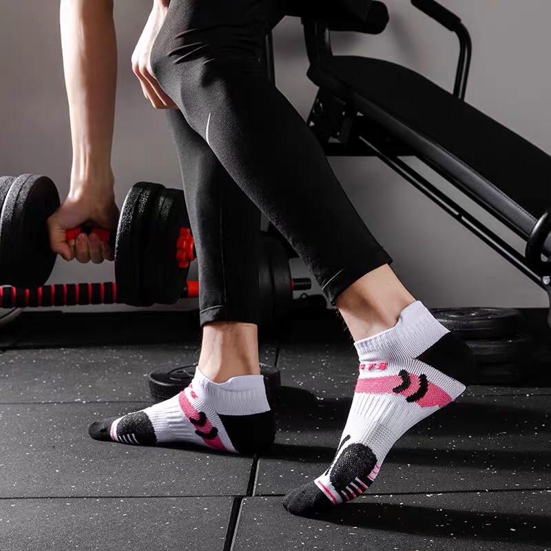 Set 4 Đôi Vớ thể thao Sport dày dặn Tất Thể Thao Sport Cổ Thấp Chống Trượt Thời Trang Unisex tập gym / tập yoga