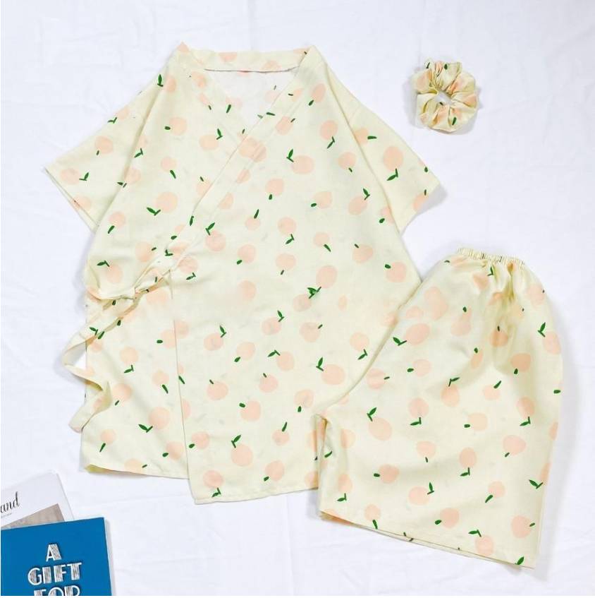 Đồ Bộ Nữ, Đồ Bộ Mặc Nhà, Pijama Kimono Tay Ngắn Cotton Thái Freesize dưới 65kg