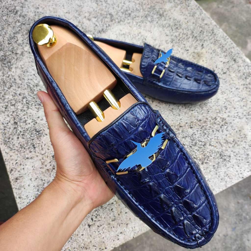 Giày lười Vây đuôi cá sấu Xanh navy CỰC CHẤT!