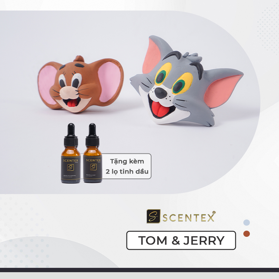 Nước hoa xe hơi cao cấp Scentex TOM AND JERRY 100% Organic, được làm từ chất liệu đá Aroma Stone đặc biệt, dễ dàng thẩm thấu và khuếch tán mùi hương theo cửa gió điều hòa, khử mùi, diệt khuẩn hiệt quả - Hàng Chính Hãng