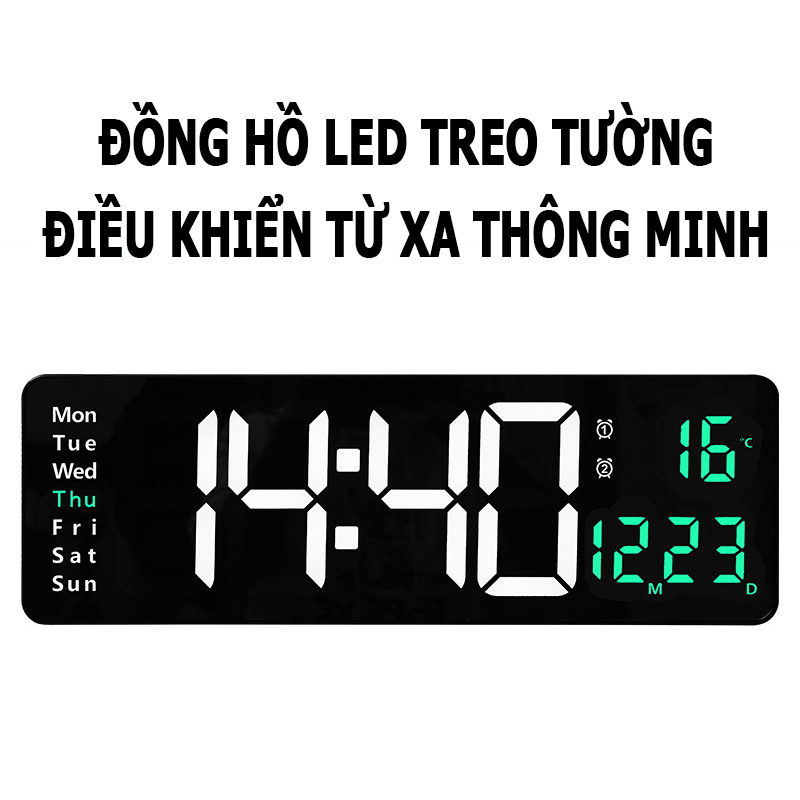 Đồng Hồ Treo Tường Điện Tử; Đồng Hồ Decor Lịch Vạn Niên; Đồng Hồ Trang Trí Led Màn Hình Lớn 16inch