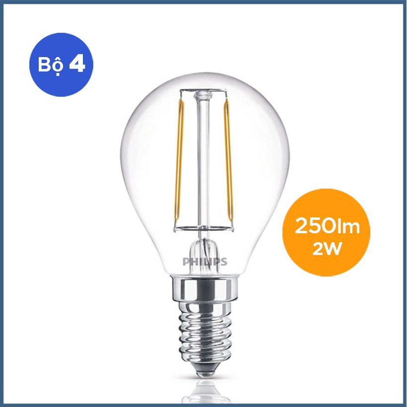 Bộ 4 Bóng Đèn LEDClassic 2W 2700K P45 E14 4C-929001238608 - Ánh Sáng Vàng - Hàng Chính Hãng