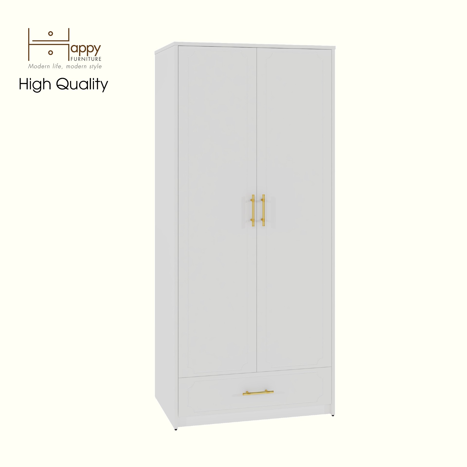 [Happy Home Furniture] NERIS, Tủ quần áo 2 cửa mở - 1 ngăn kéo, 80cm x 54cm x 180cm ( DxRxC), TCM_149