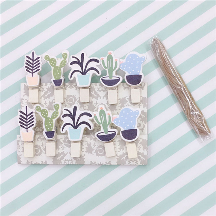 Set 10 Cái Kẹp Gỗ Sơn Design Pub hình Chậu Cây Xinh