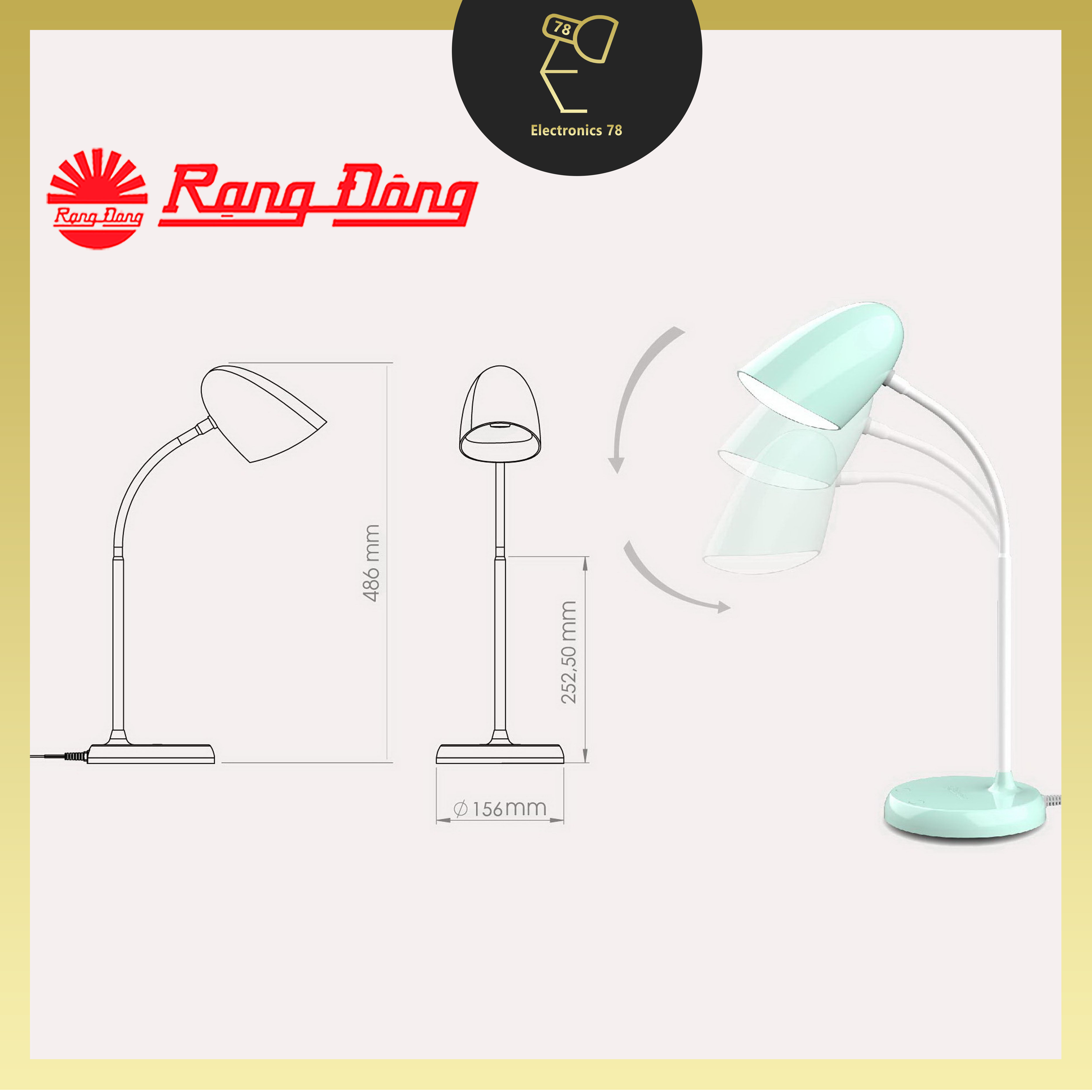 Đèn bàn Led cảm ứng ánh sáng đổi màu Rạng Đông (RD_RL_38 Plus)