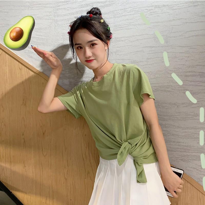 Áo thun tay ngắn cổ tròn thiết kế dáng rộng thoải mái cho nữ