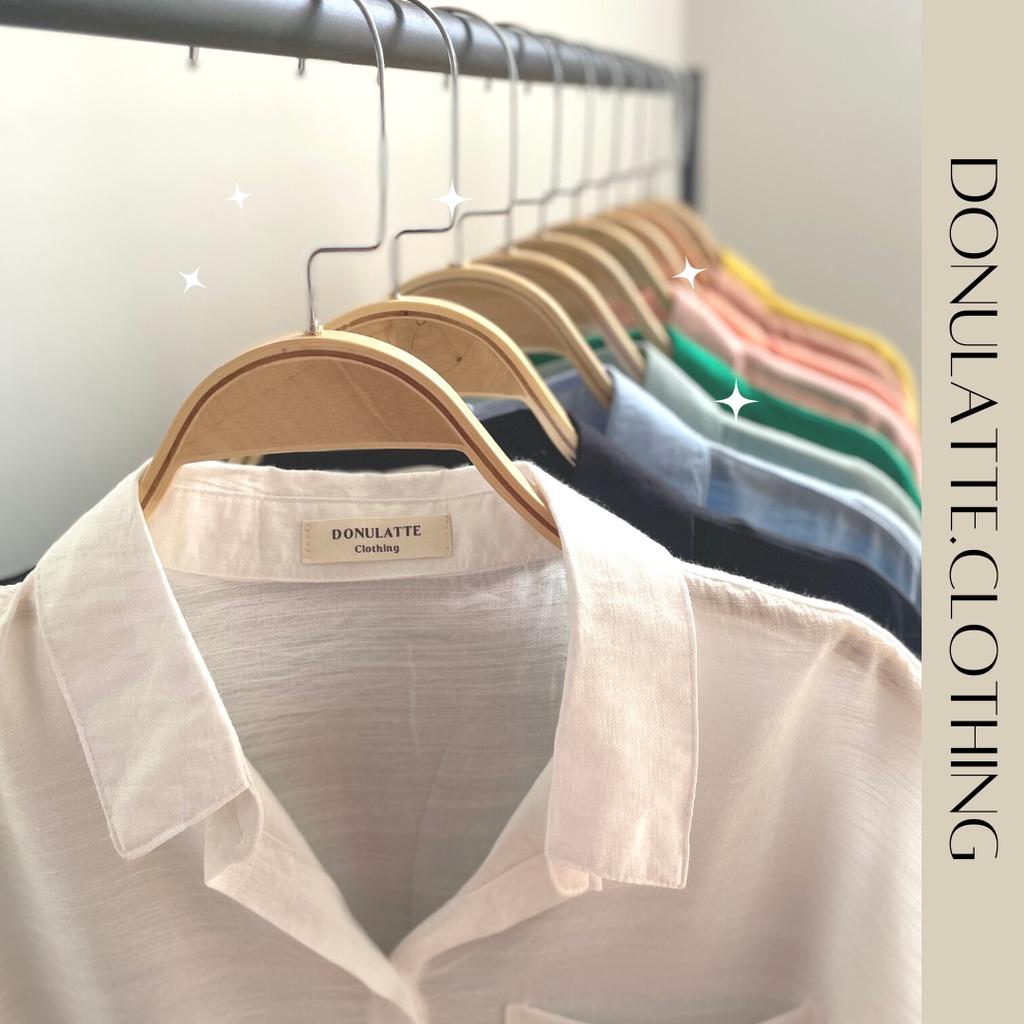 Áo sơ mi nữ voan tơ dáng vừa dài tay kiểu dáng basic nhiều màu sắc - donulatte.clothing Voan Tơ Shirt Freesize
