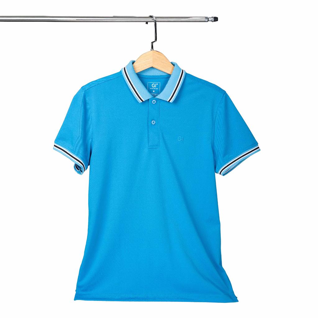 Áo polo nam cá sấu poly màu xanh cổ bẻ tay ngắn cao cấp thể thao thấm hút mồ hôi GIFISHION MPR30316