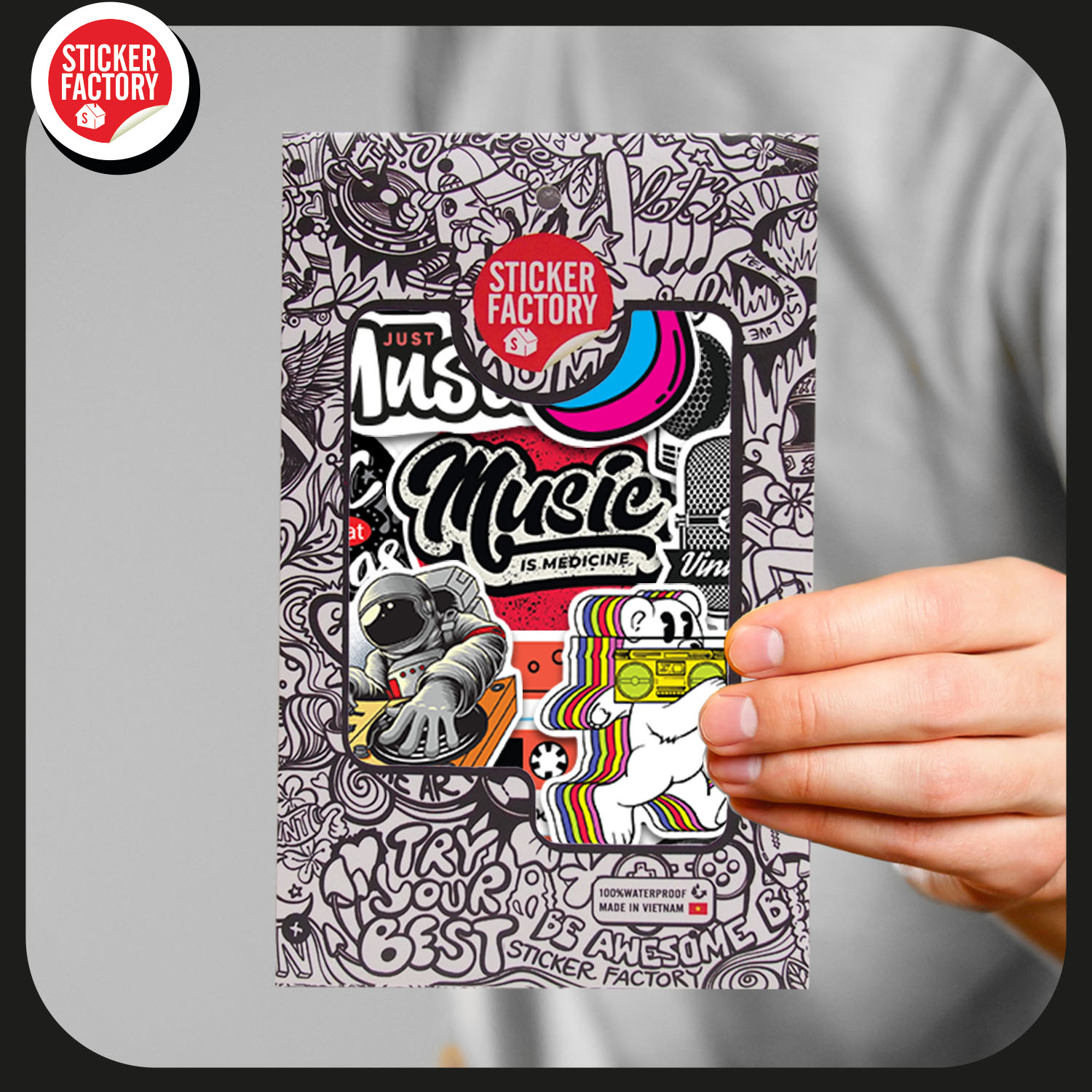 Music - Set 30 sticker decal hình dán nón bảo hiểm, laptop, xe máy, ô tô - STICKER FACTORY