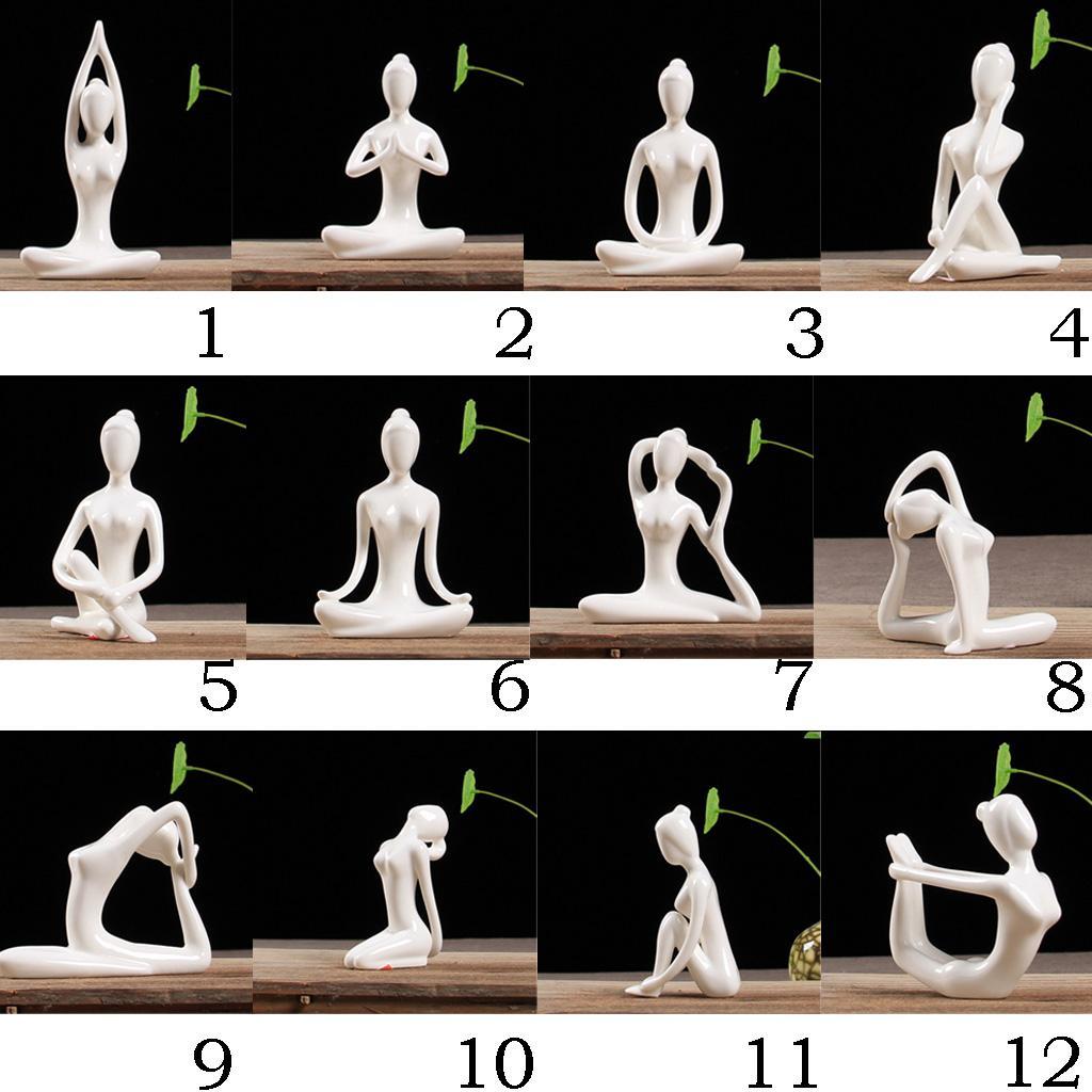5x Ceramic Yoga Figure Ornament Statue Sculpture for Desk Decor
