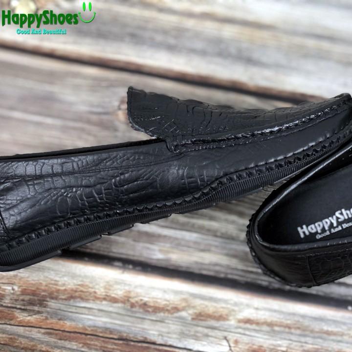 Giày Lười Nam Công Sở Happyshoes Da Bò Thật Dập Vân Cá Sấu - HS82