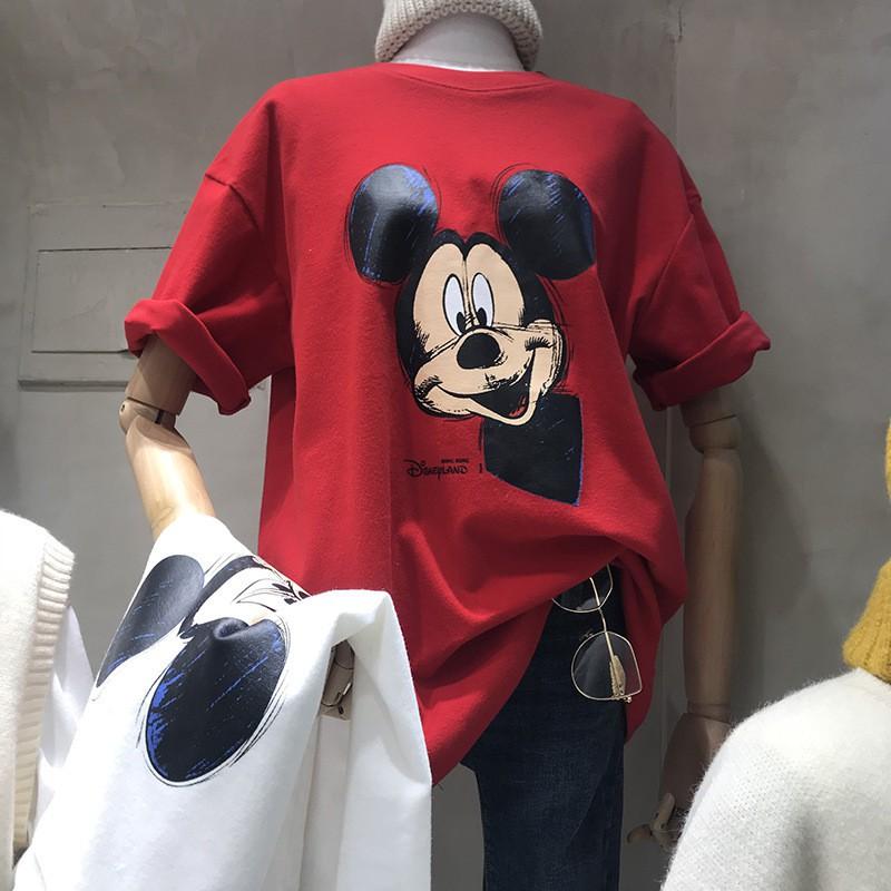 Áo Phông Nữ Uzzang Mùa Hè Hình Mickey 2021