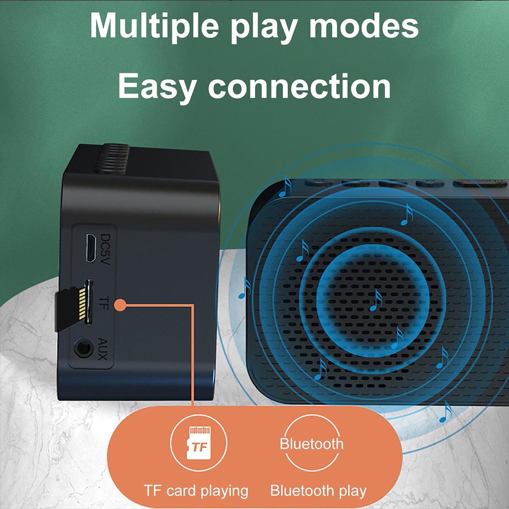 Loa Bluetooth không dây Mini Gương di động Đồng hồ báo thức kép LED Trình phát nhạc FM Radio Desktop Clow Clow