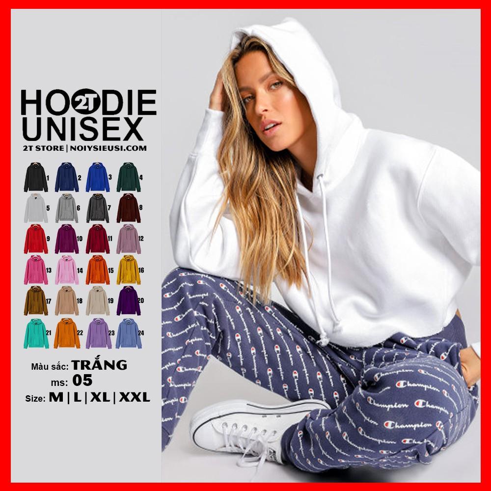 Áo hoodie unisex 2T Store H05 màu trắng