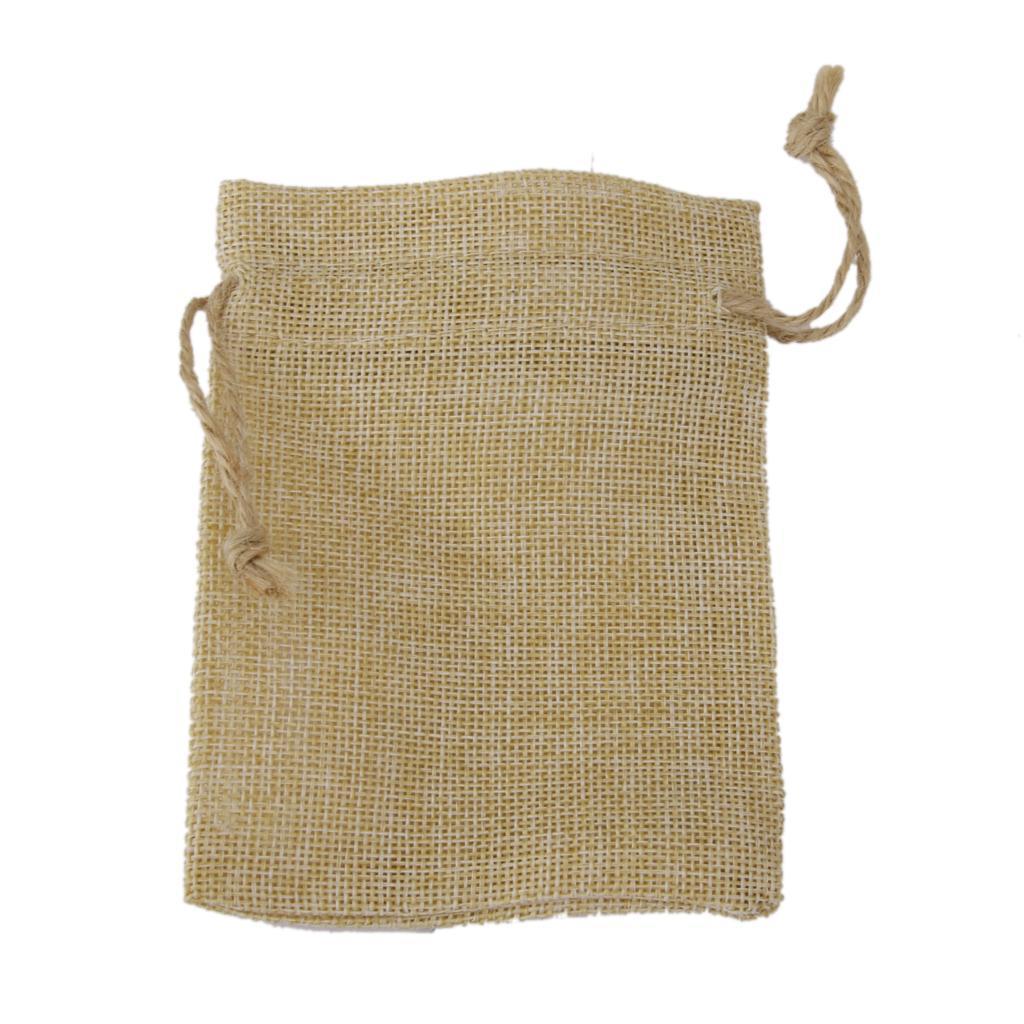 Linen Jewellery Pouch  Beads Small Candy Burlap Jute Bag Gift 9.5x12cm