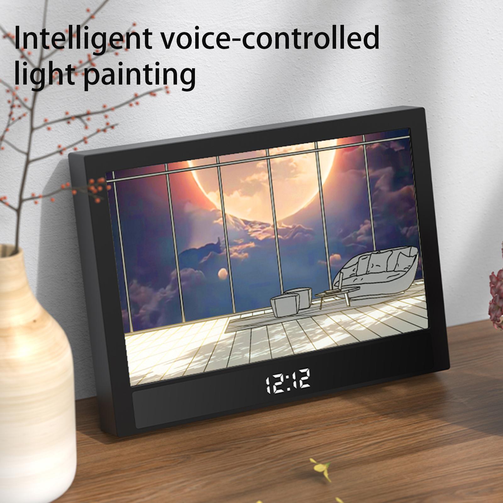 Lighting Painting Decoration with Clock Painting Light for Party Office Home