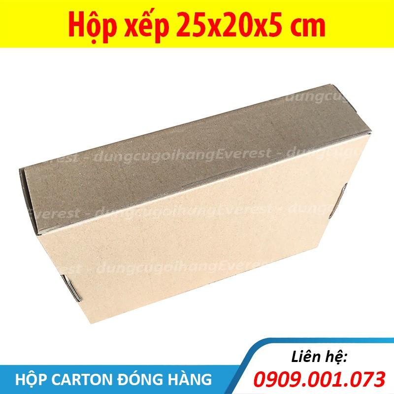 Combo 20 hộp xếp, size 25x20x5 cm - hộp carton nắp gài, giấy 2 nâu 1 xeo, sóng E cứng cáp