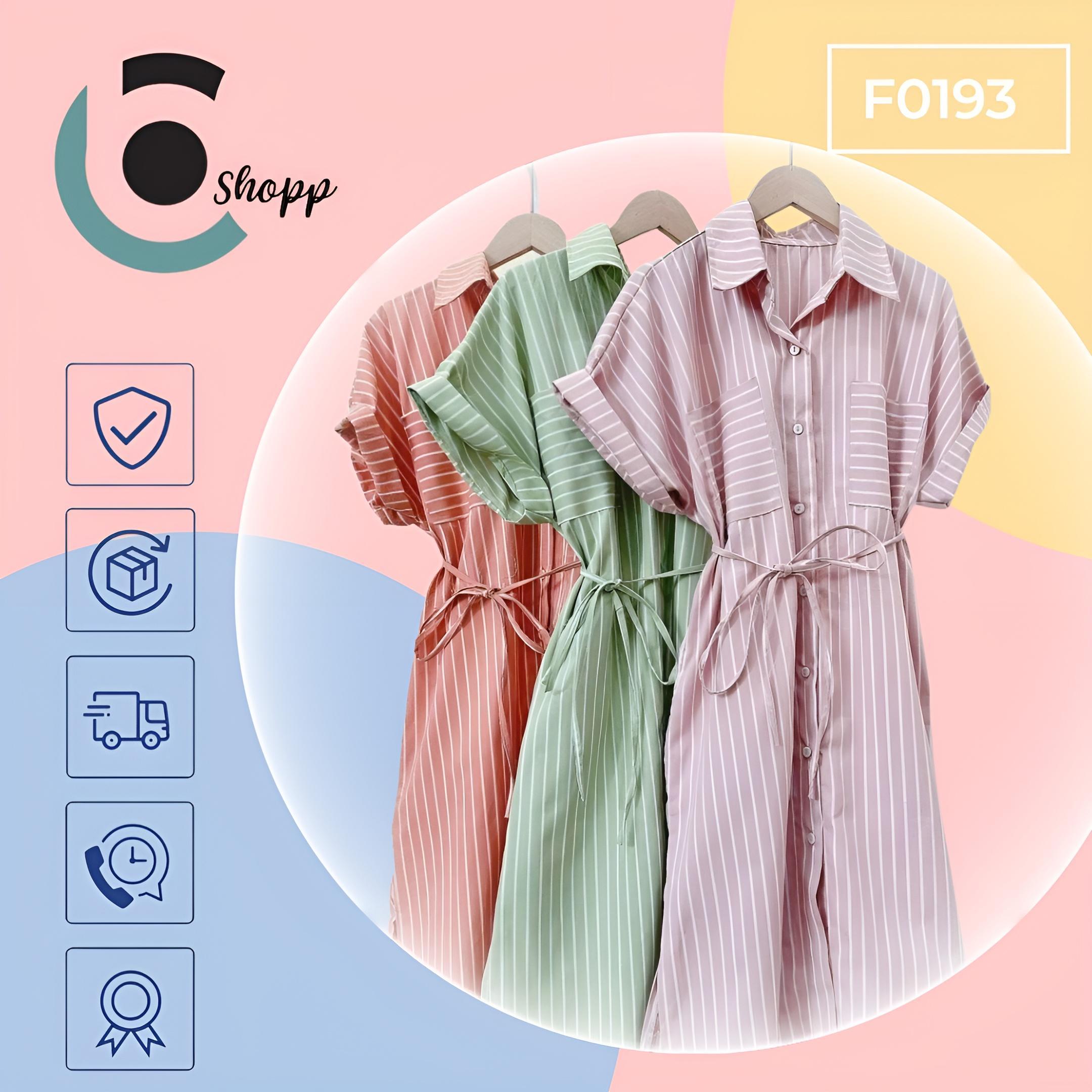 Đầm sơ mi sọc hàng thiết kế cao cấp