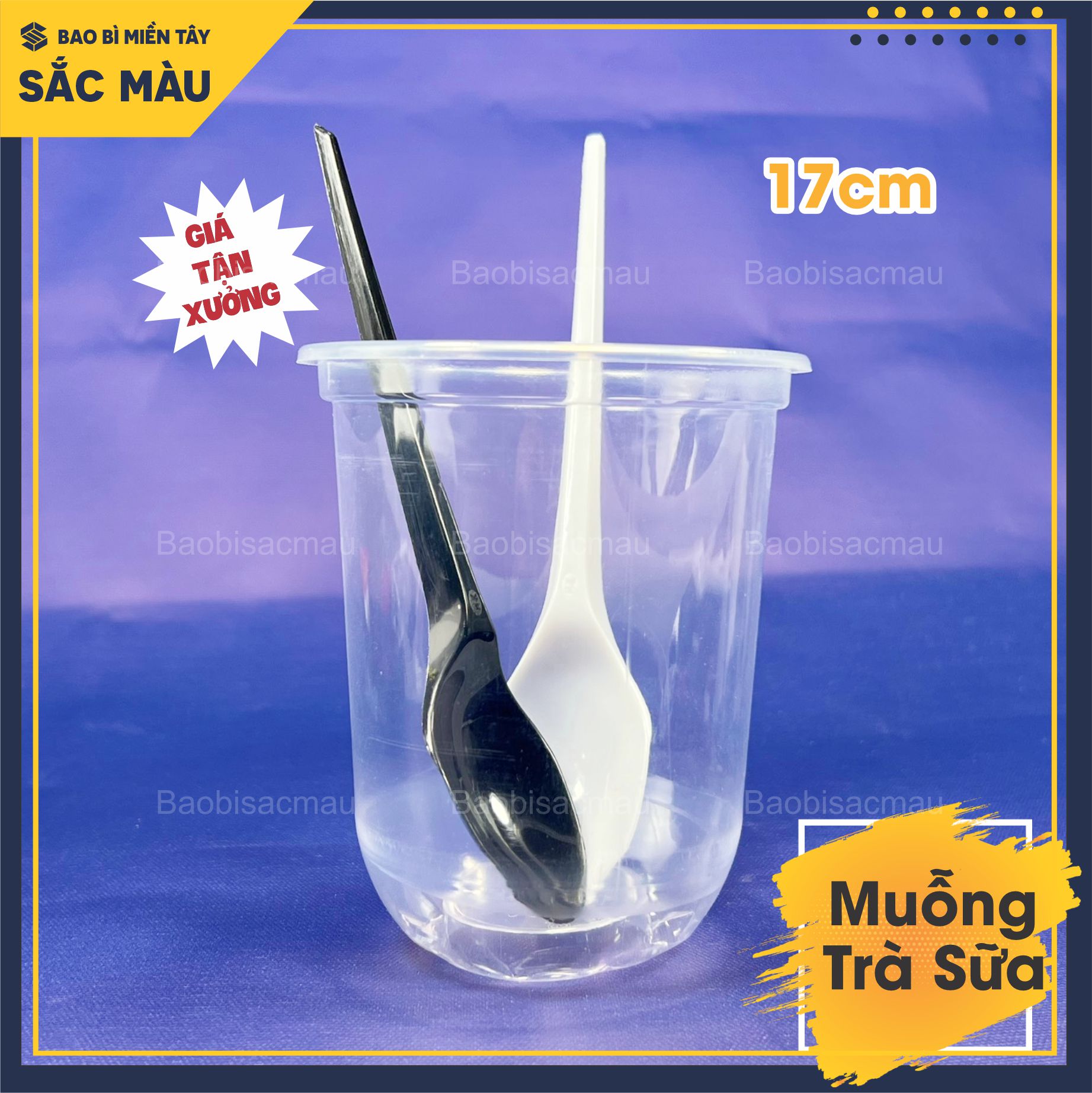 Sỉ 100 muỗng nhựa 17cm dành cho quán trà sữa, muỗng nhựa cà phê, muỗng nhựa sinh tố