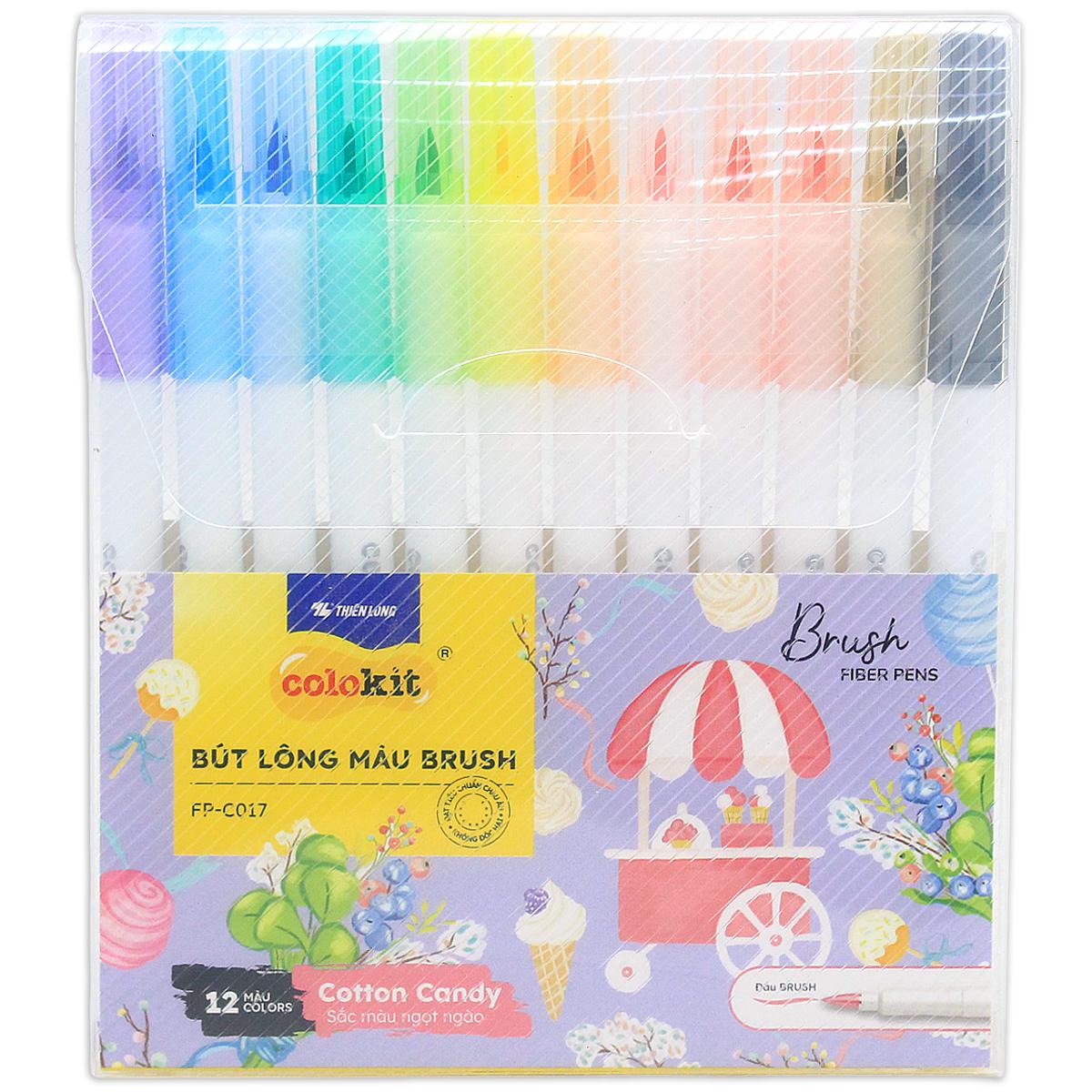 Vỉ 12 Bút Lông Màu Đầu Brush - Cotton Candy - Colokit FP-C017